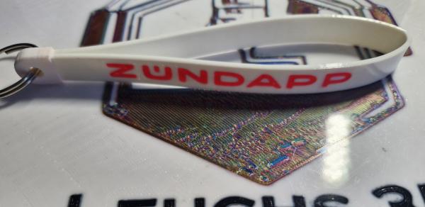 Zündapp Schlüsselband in Weiß mit Roter Schrift TPU Hologramm Effekt